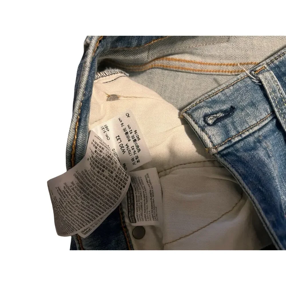 Levi’s 514 Men’s Jeans W30 L32 Straight Leg Blue Denim Faded Distressed